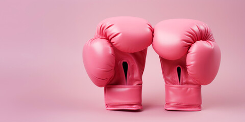 pair of pink boxing gloves as symbol for fight against breast cancer