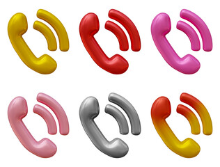 Poster - set of phone icon logo in 3d rendering isolated on transparent background for communication, electro