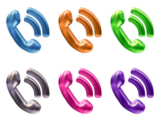 Poster - set of phone icon logo in 3d rendering isolated on transparent background for communication, electro