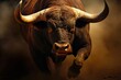 Brave and Angry Spanish Bull with Big Antlers in Bullring. Powerful Brown Bovine Beef Animal: Generative AI