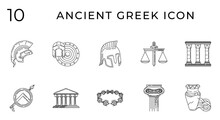 Collection Of Ancient Greek Line Art Icon Vector 