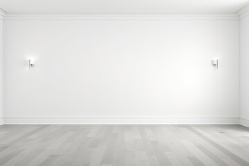 Poster - a contemporary, minimalist interior with white walls, wooden floor, and empty space.