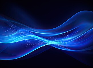 Poster - Beautiful colorful light effect of neon glow lights and flash. Background with flying design elements.blue background. Created with Generative AI technology.