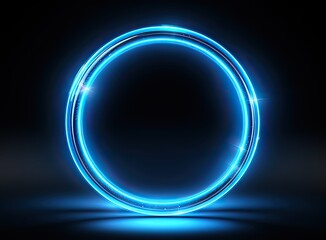 Poster - Beautiful colorful light effect of neon glow lights and flash. Background with flying design elements.blue background. Created with Generative AI technology.