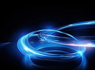 Poster - Beautiful colorful light effect of neon glow lights and flash. Background with flying design elements.blue background. Created with Generative AI technology.