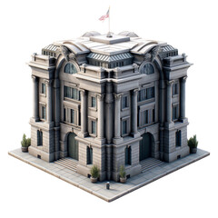 Federal building facade. isolated object, transparent background