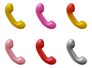 Poster - set of phone icon logo in 3d rendering isolated on transparent background for communication, electro