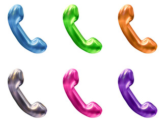 Poster - set of phone icon logo in 3d rendering isolated on transparent background for communication, electro