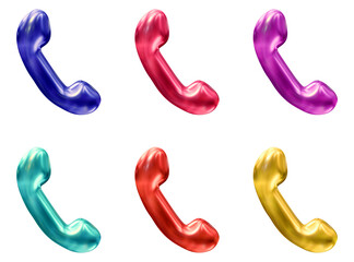 Poster - set of phone icon logo in 3d rendering isolated on transparent background for communication, electro