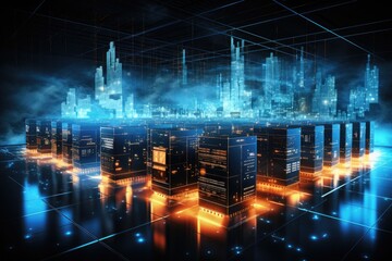 Cloud computing transfer big data on internet. futuristic digital technology .Generative AI