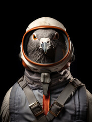 Wall Mural - A Pigeon Dressed Up as an Astronaut in a Spacesuit