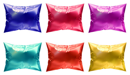 Poster - Set of pillows design in 3d rendering isolated on transparent background for interior, furniture and home concept.