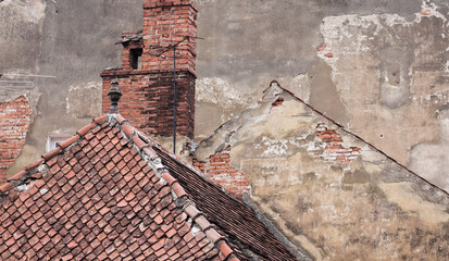 Wall Mural - old roof with chimney