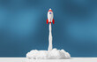 Rakete startet in den Himmel - 3D Illustration - Business - Start up