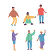 © Козич Денис - Vector illustration. A large set of multi-colored people in different poses. Minimalism without a face.