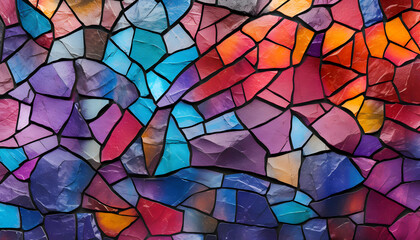 Wall Mural - Vibrant Geometric Mosaic Square Background with a Multicolored and Modern Design