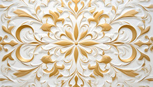 Luxury Semi-Gloss Wall Background, Elegant White And Gold 3d Embossed Creative Pattern