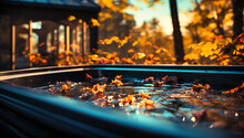 An Outdoor Hot Tub In Early Fall