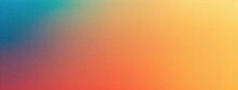 Yellow Orange Gold Coral Peach Pink Brown Teal Blue Abstract Background For Design. Color Gradient, Ombre. Matte, Shimmer. Grain, Rough, Noise. Colorful. Template