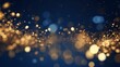 Particle defocus blurred of Golden shiny light over the copy space and banner background, design and decoration,  Festive party design, Christmas and New Year holiday background Concept, Generated AI