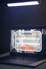 Wall Mural - job search in computer application, search for new vacancies on website.