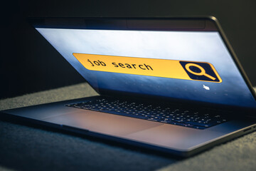 Wall Mural - laptop screen with line for job search.