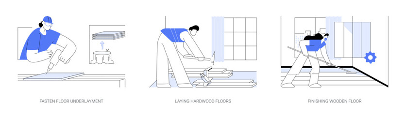 Hardwood flooring abstract concept vector illustrations.