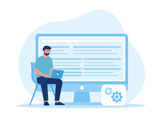 programming language improvements, script writing concept flat illustration