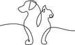 Pet symbol with cat and dog profiles. Continouos one line drawing.