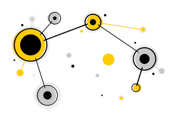 Poster - Abstract vector technology theme background with connected circles, geometric design linear connection, software network system.