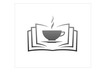 Wall Mural - open book mug coffee logo vector symbol icon design illustration