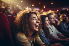 Group Of Diverse Female Friends Laughing While Watching The Show