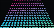 Halftone Pink, Purple, Green, Blue Gradient Isolated On Black Background. Modern Pattern With Vibrant Smooth Color.