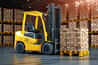 © JKLoma - 3D rendering of delivery, forklift, machine, truck, warehouse, lift, industry, equipment.