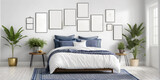 Fototapeta  - Wall decor photo frame in bedroom photorealistic