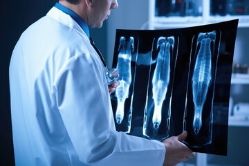 Surgeon examining x-ray for a patient