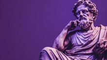 Statue Of An Ancient Roman Philosopher, Stark Colors, Purple Tones
