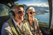 Senior couple on an adventurous scenic helicopter ride