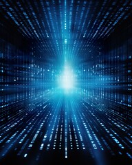Abstract binary code technology background with blue hues. ai generative