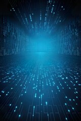 Abstract binary code technology background with blue hues. ai generative