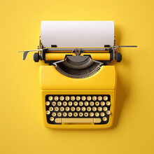 Yellow Typewriter On Yellow Background. Inspiration For Writing Concept. AI Generated
