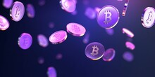 Purple bitcoins flying 