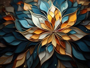 Wall Mural - Illustration of a realistic paper flower close-up. Generative AI