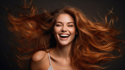 Wall Mural - Beautiful hair girl, woman smiling with perfect hairstyle