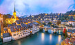 Incredible  autumn view of Bern city at evening. Scene of Aare river with Nydeggkirche - Protestant church.