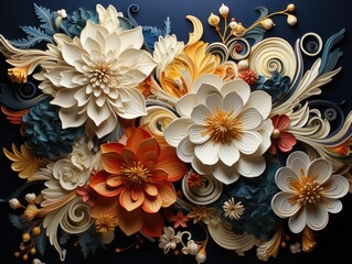 Wall Mural - Illustration of a colorful bouquet of flowers adorning a wall. Generative AI