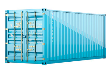 Poster - blue cargo container. 3d rendering isolated on transparent background