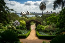 View Of Sydney's Royal Botanic Garden. Generative AI