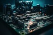 Fixing computer technology with circuit board, chips, and electrical hardware. Industry equipment for motherboard and CPU. Generative AI