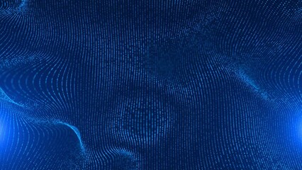 Wall Mural - Abstract Blue Particle Wave and Glitter Floating Background.